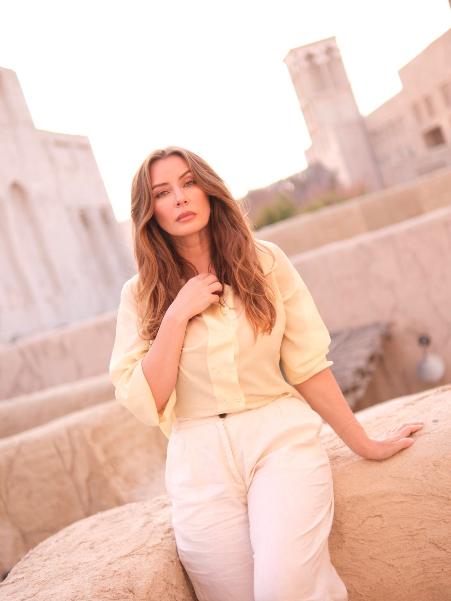 Sophia Constantine on the terrace in Dubai Old Town